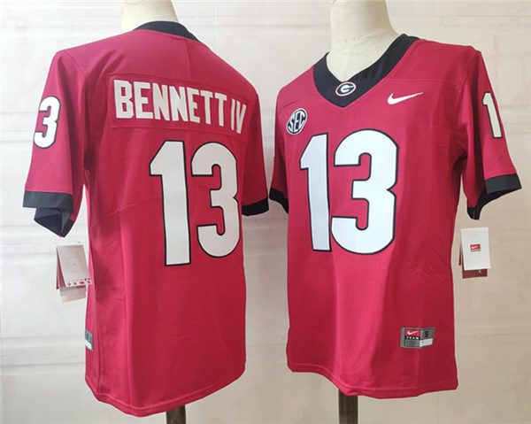 Men Georgia Bulldogs #13 Bennettiv Red Nike 2025 NCAA Jersey->ncaa teams->NCAA Jersey